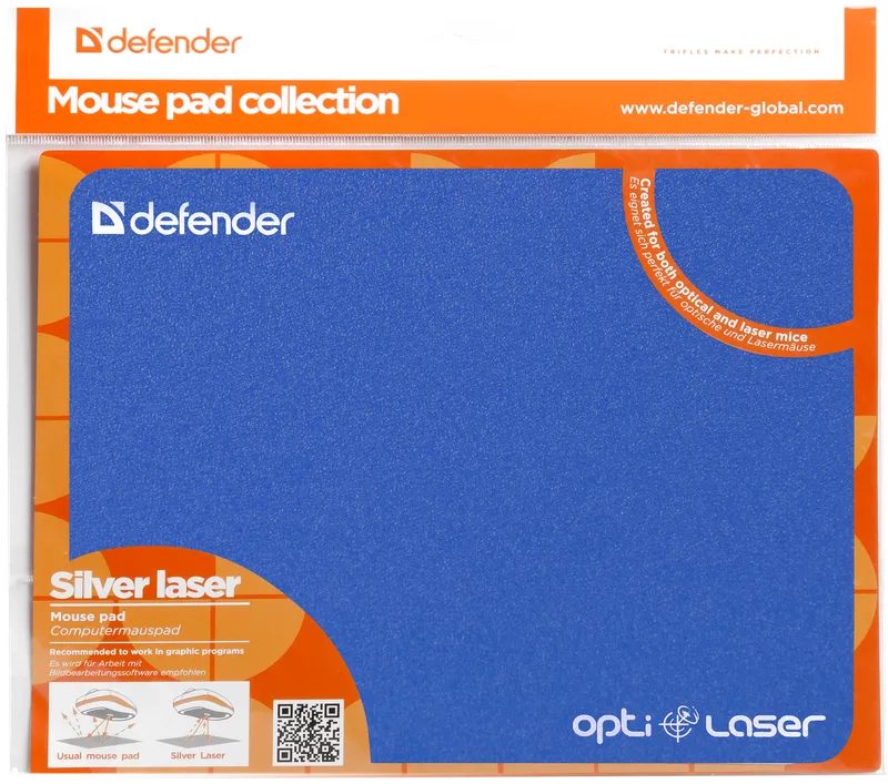 Defender - Mouse pad Silver opti-laser