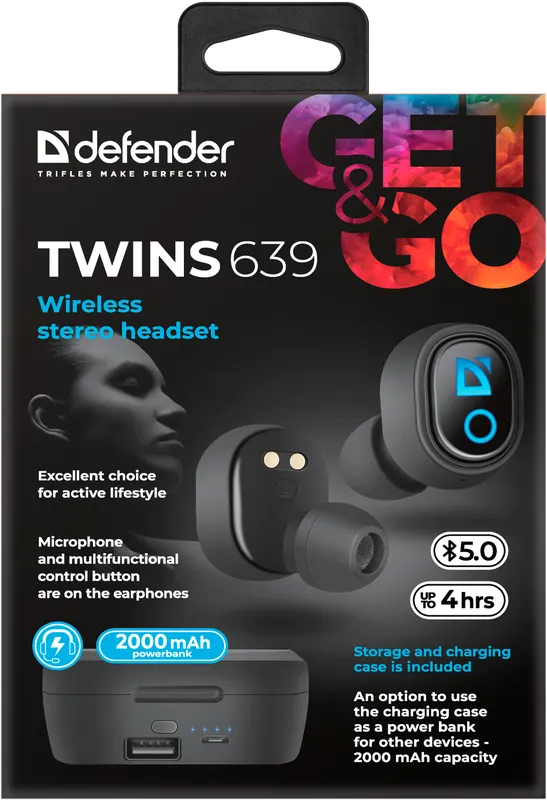 Defender - Wireless stereo headset Twins 639