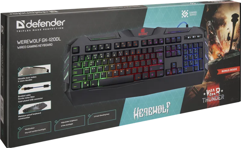 Defender - Wired gaming keyboard Werewolf GK-120DL