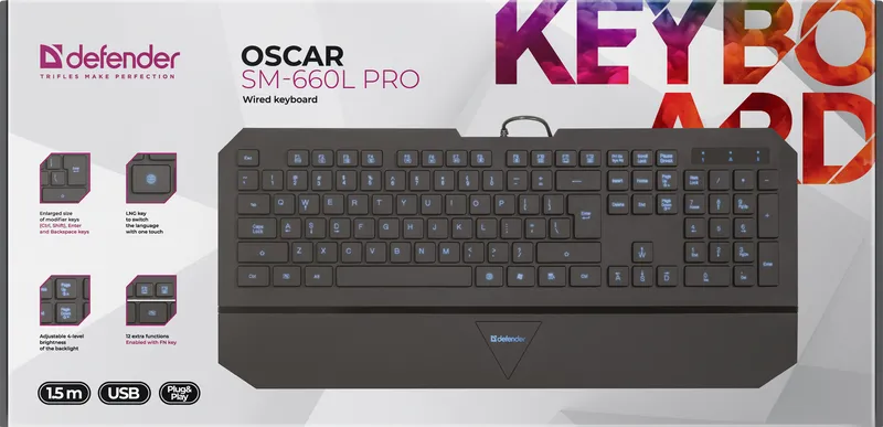 Defender - Wired keyboard Oscar SM-660L Pro