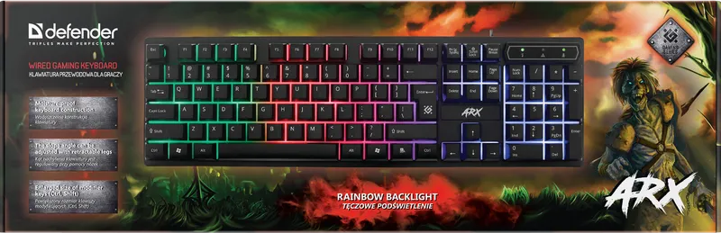 Defender - Wired gaming keyboard Arx GK-196L