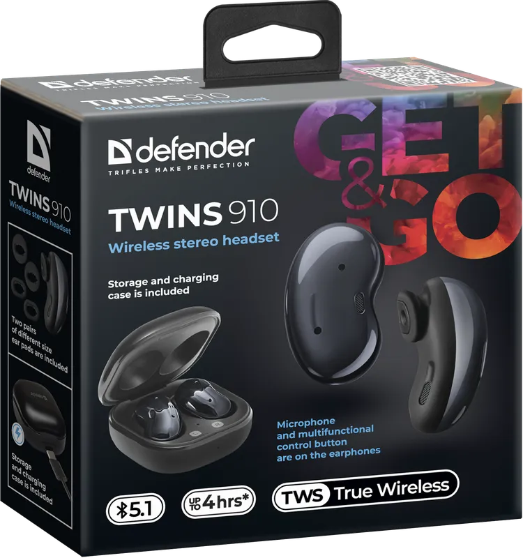 Defender - Wireless stereo headset Twins 910